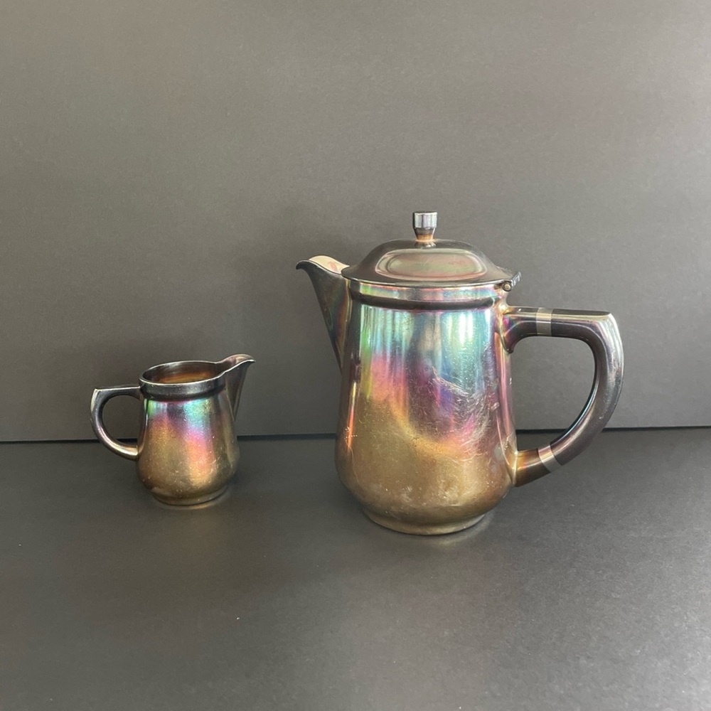 WMF Cormargan vintage stainless steel Iridescent Coffee & Tea Set.